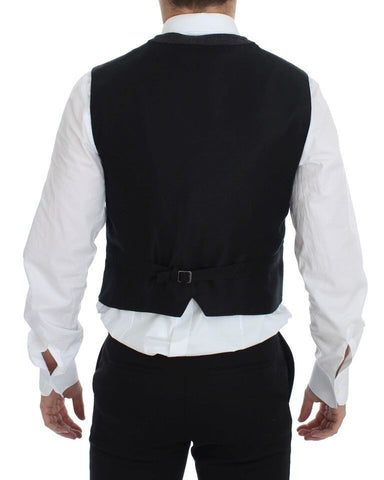 Gray wool blend logo vest by Dolce & Gabbana, featuring a sleek design and subtle brand logo on the front.