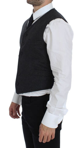 Gray wool blend vest gilet by Dolce & Gabbana, featuring a tailored fit and classic design, displayed on a neutral background.