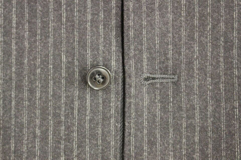 Gray striped wool single-breasted vest by Dolce & Gabbana, featuring a tailored fit and classic design.