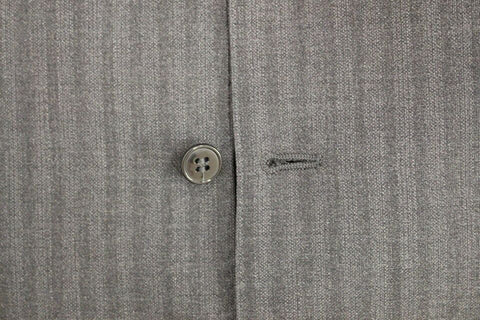 Gray striped wool single-breasted vest by Dolce & Gabbana, featuring tailored fit and classic design.