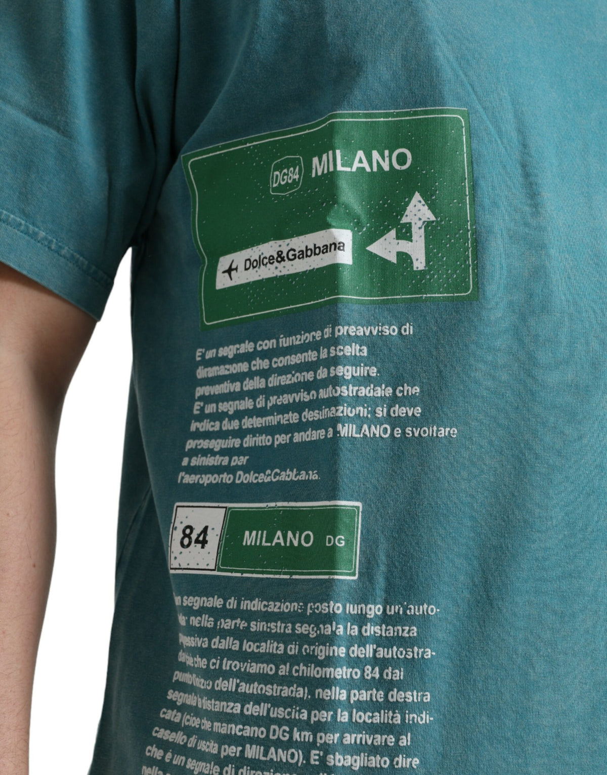 Blue cotton Milano Street round neck T-shirt by Dolce & Gabbana, featuring a casual fit and classic design.