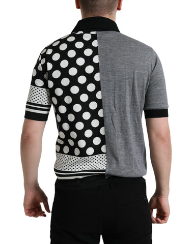Black and white jumper cardigan polo sweater by Dolce & Gabbana, featuring a classic knit design and button-up front.