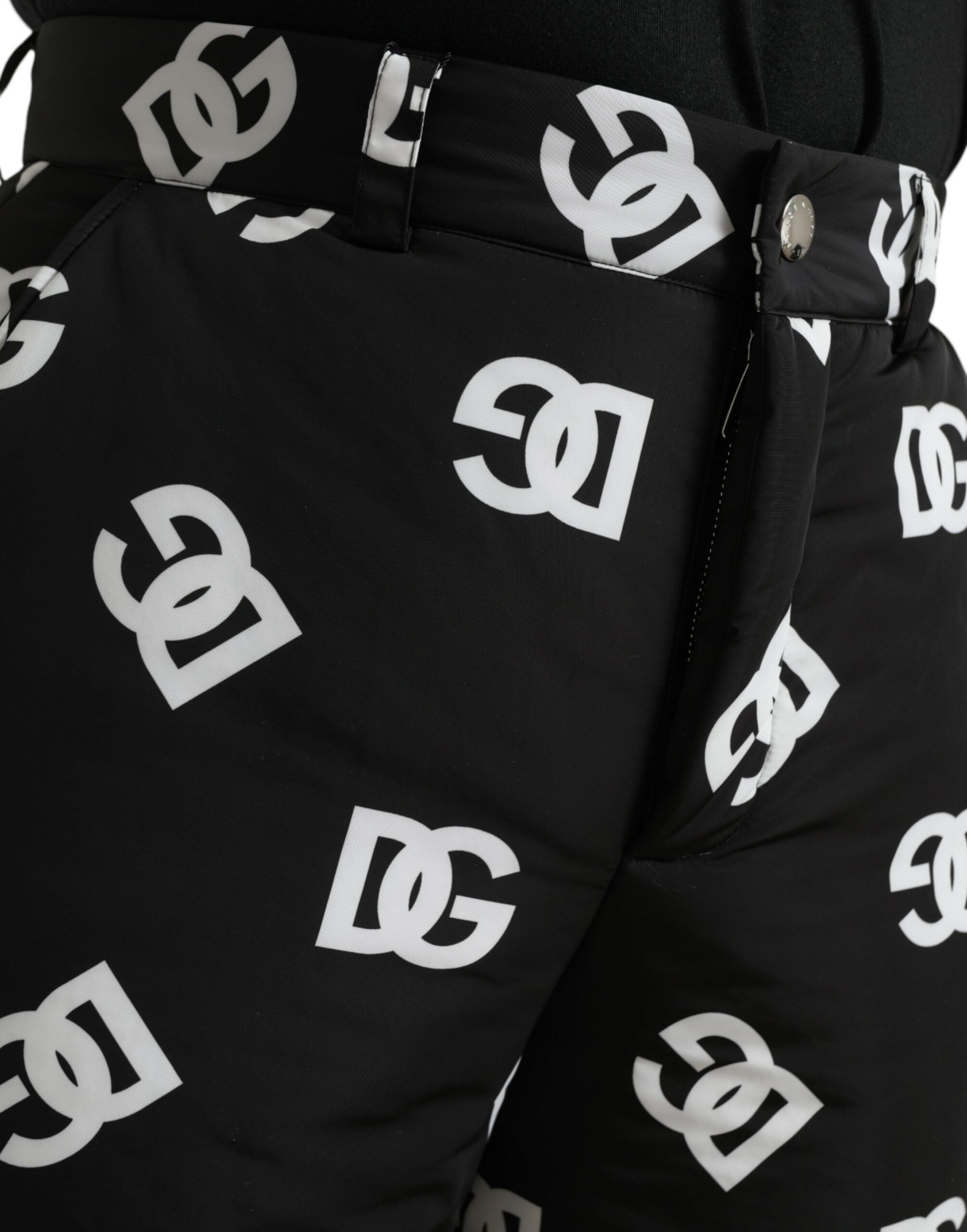 Black Dolce & Gabbana logo print wide-leg pants with a relaxed fit and stylish design, shown in the product image.