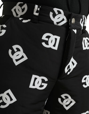 Black Dolce & Gabbana logo print wide-leg pants with a relaxed fit and stylish design, shown in the product image.