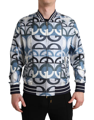 Multicolor logo print Dolce & Gabbana bomber jacket with a stylish blouson fit and vibrant design.
