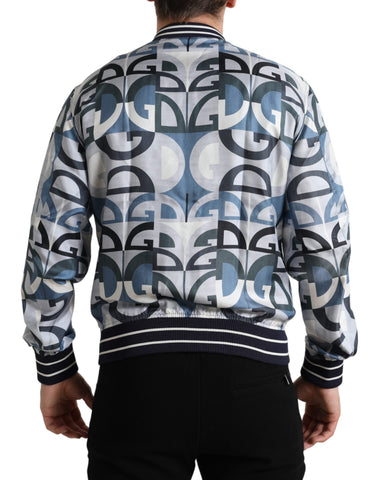 Multicolor logo print Dolce & Gabbana bomber jacket with a stylish, fitted design and vibrant logo details on the front.