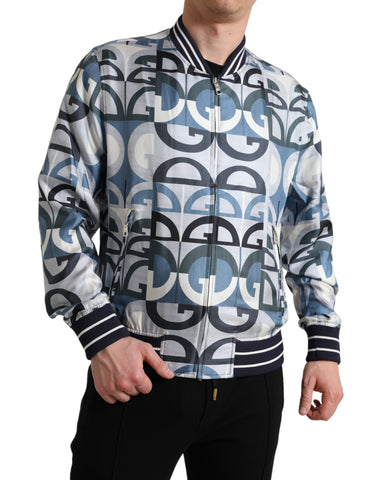 Multicolor logo print Dolce & Gabbana bomber jacket with a stylish, fitted design and vibrant branding details.
