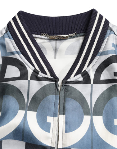 Multicolor logo print Dolce & Gabbana bomber jacket with a stylish blouson fit and vibrant design.