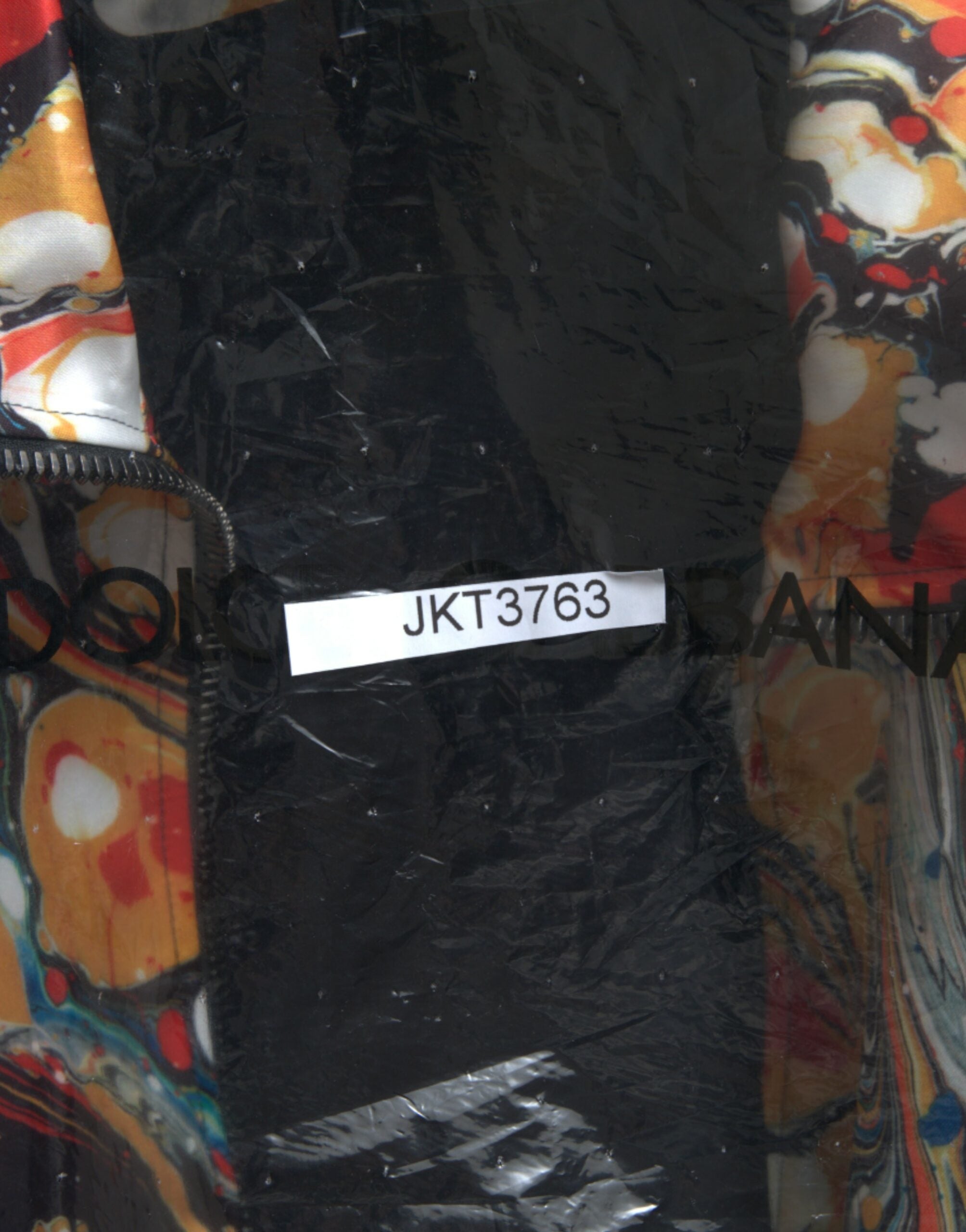 Multicolor abstract polyester bomber jacket by Dolce & Gabbana, featuring vibrant patterns and a stylish fit.