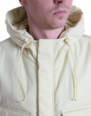 Yellow nylon hooded sportswear vest jacket by Dolce & Gabbana, featuring a sleek design with a front zipper and hood.