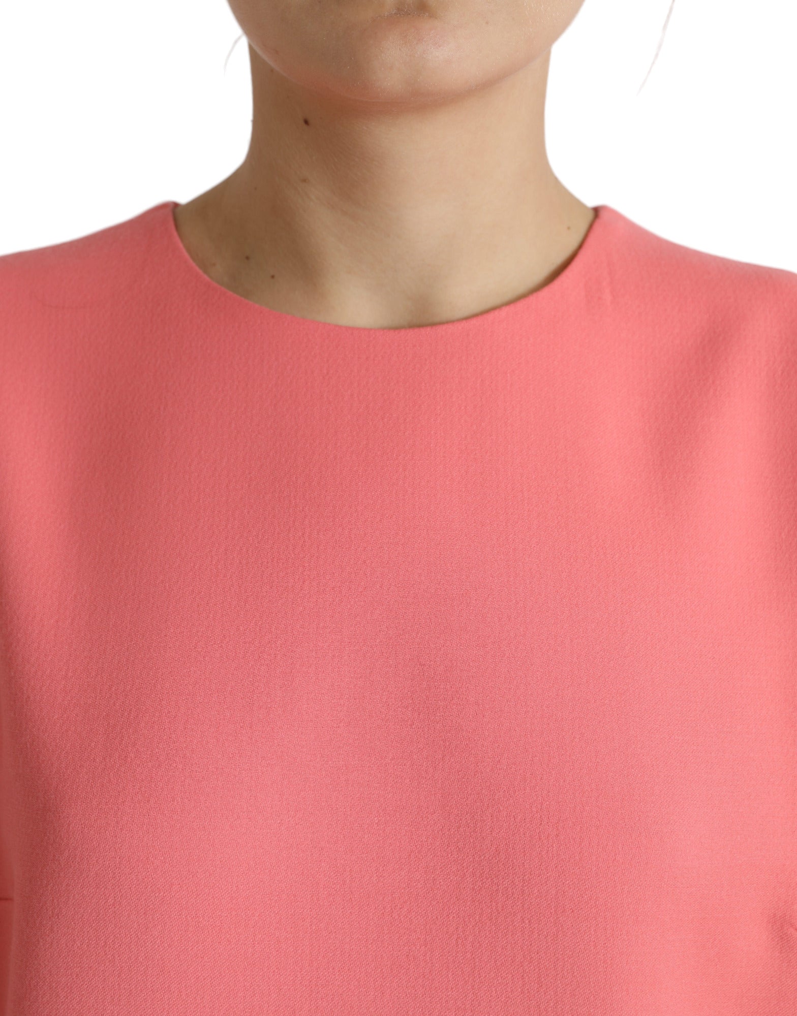 Pink Virgin Wool Sleeveless Mini Dress by Dolce & Gabbana, showing the fitted silhouette and sleeveless design.