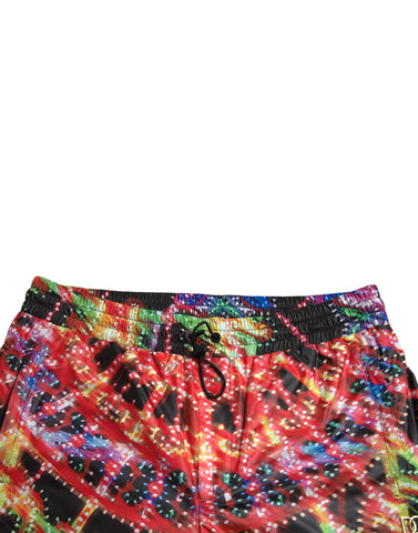 Multicolor Luminarie print men's Bermuda shorts by Dolce & Gabbana with a vibrant, artistic pattern and casual fit.