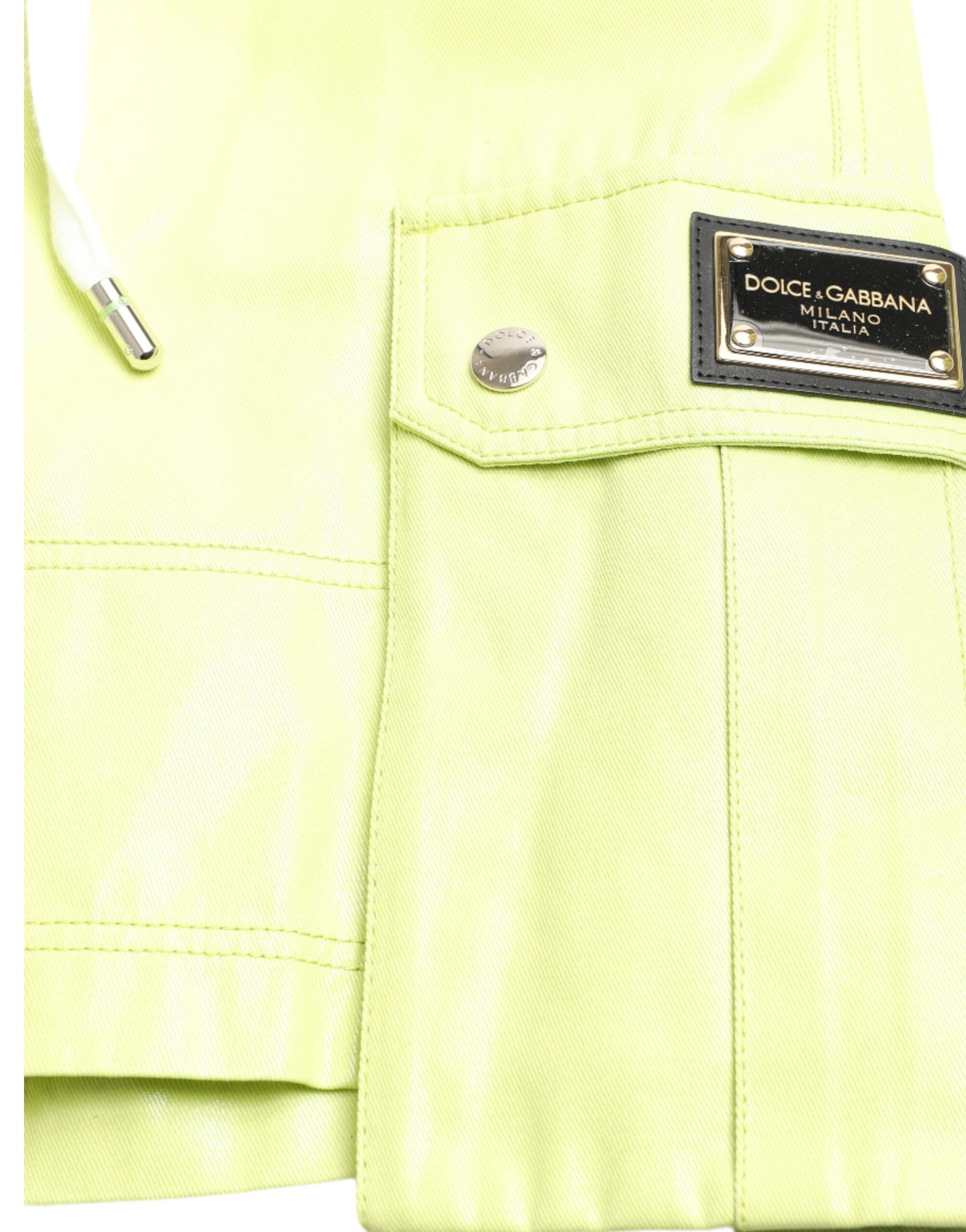 Light green cotton cargo Bermuda shorts for men by Dolce & Gabbana, featuring multiple pockets and a relaxed fit.