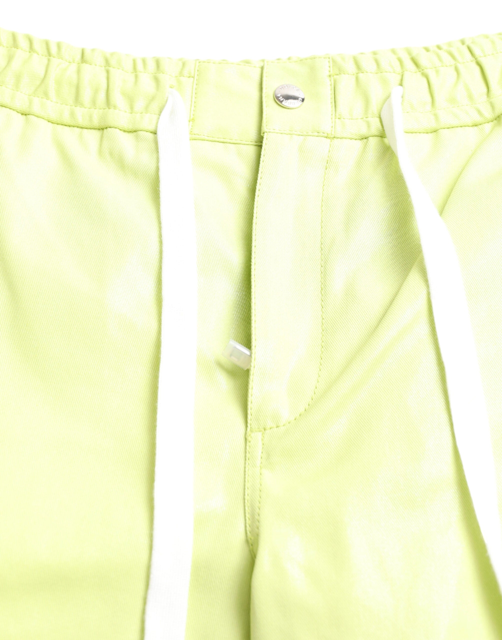 Light green cotton cargo Bermuda shorts for men by Dolce & Gabbana, shown with pockets and relaxed fit.