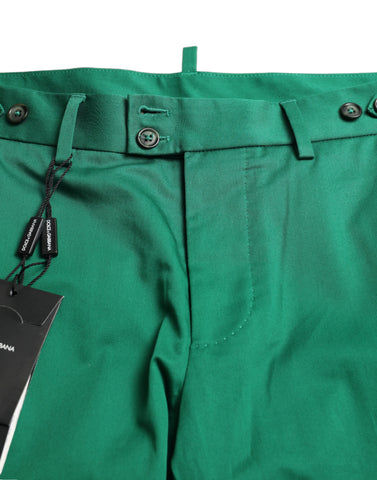 Deep green cotton stretch men's Bermuda shorts by Dolce & Gabbana, featuring a comfortable fit and classic style.