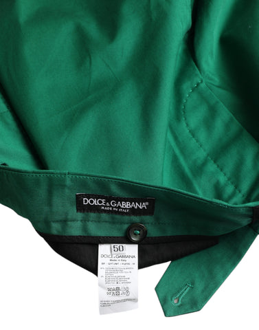 Deep green cotton stretch Bermuda shorts for men by Dolce & Gabbana, showing the relaxed fit and classic design.