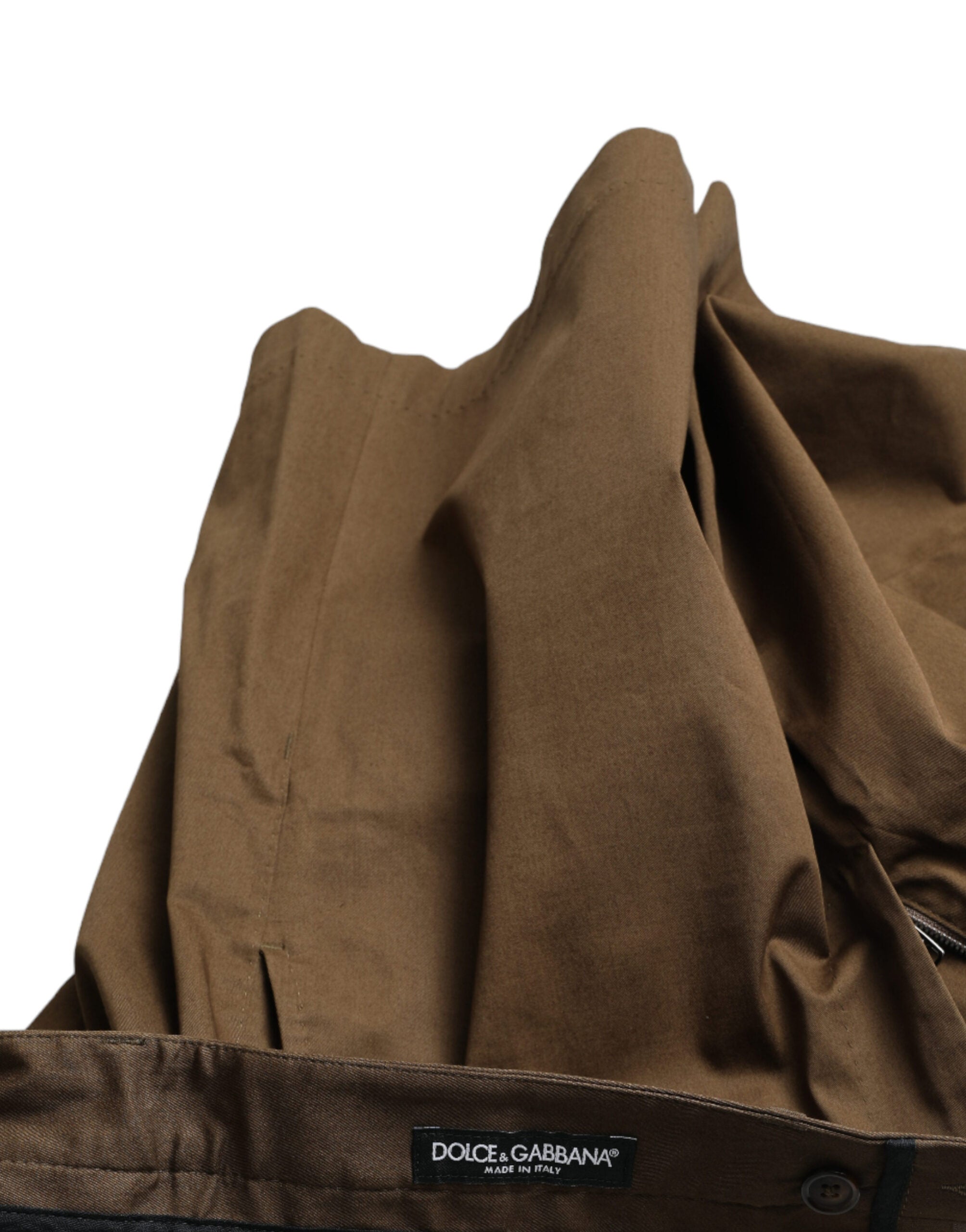 Brown cotton stretch men's Bermuda shorts by Dolce & Gabbana, featuring a casual fit and classic design.