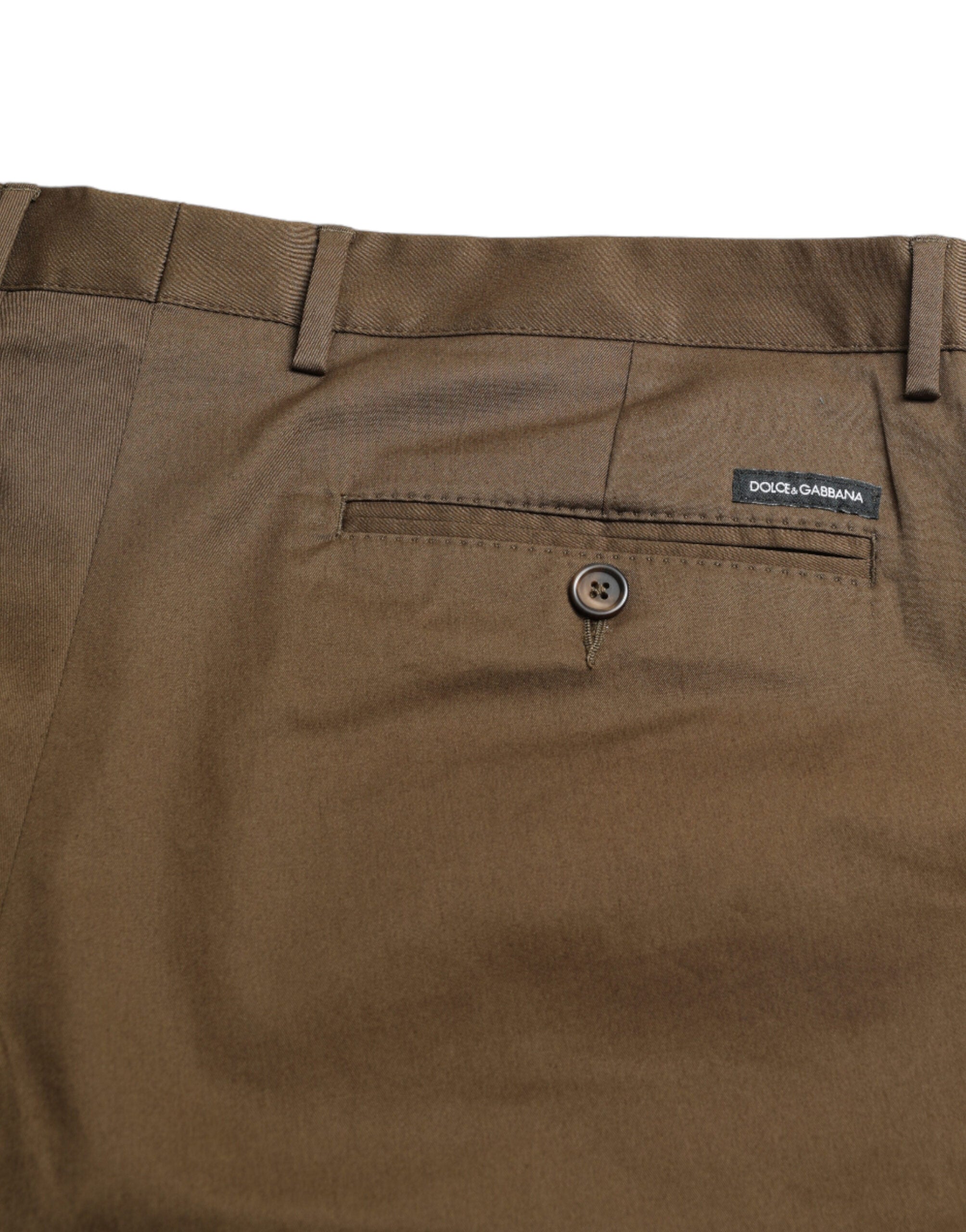 Brown cotton stretch men's Bermuda shorts by Dolce & Gabbana with a relaxed fit and casual style.