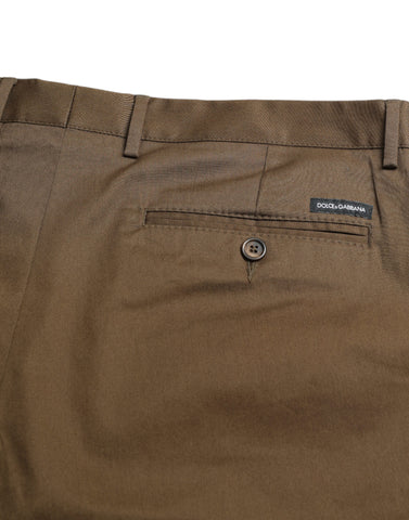 Brown cotton stretch men's Bermuda shorts by Dolce & Gabbana with a relaxed fit and casual style.