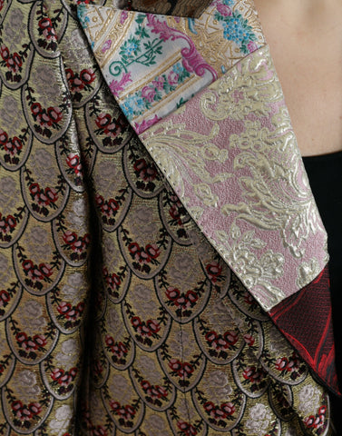 Multicolor floral patchwork jacquard jacket by Dolce & Gabbana with intricate floral patterns and vibrant multicolor design.