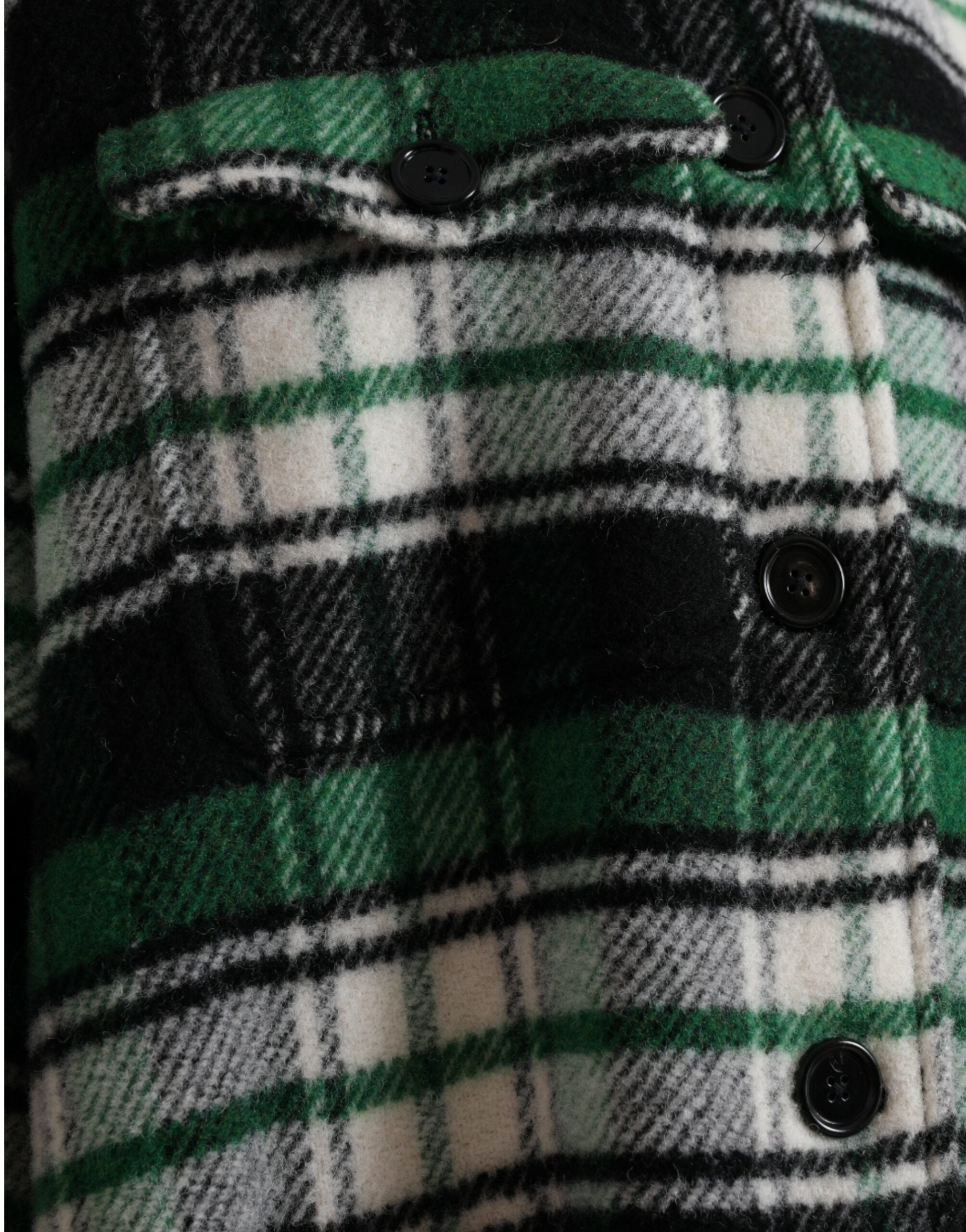 Green plaid long sleeve casual coat jacket by Dolce & Gabbana, featuring a stylish pattern and tailored fit.