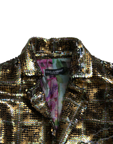 Multicolor polyester sequined cropped jacket by Dolce & Gabbana, featuring vibrant sequins and a stylish cropped fit.