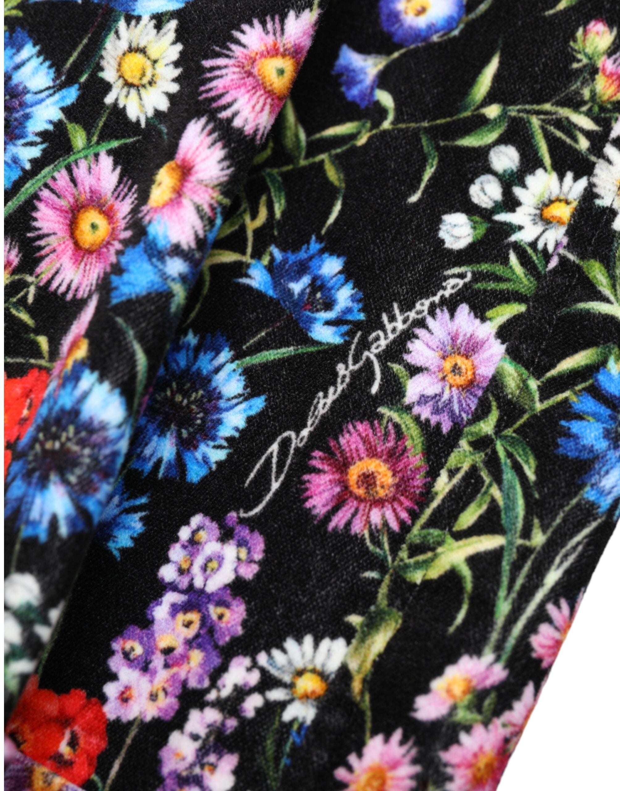 Black floral high waist hot pants shorts by Dolce & Gabbana, featuring a stylish floral print and fitted high-rise design.