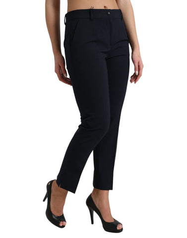 Blue Dolce & Gabbana mid waist tapered cropped pants, showcasing their tailored fit and stylish design.