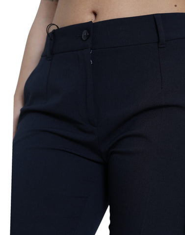 Blue mid-waist tapered cropped pants by Dolce & Gabbana, featuring a stylish fit and clean design.