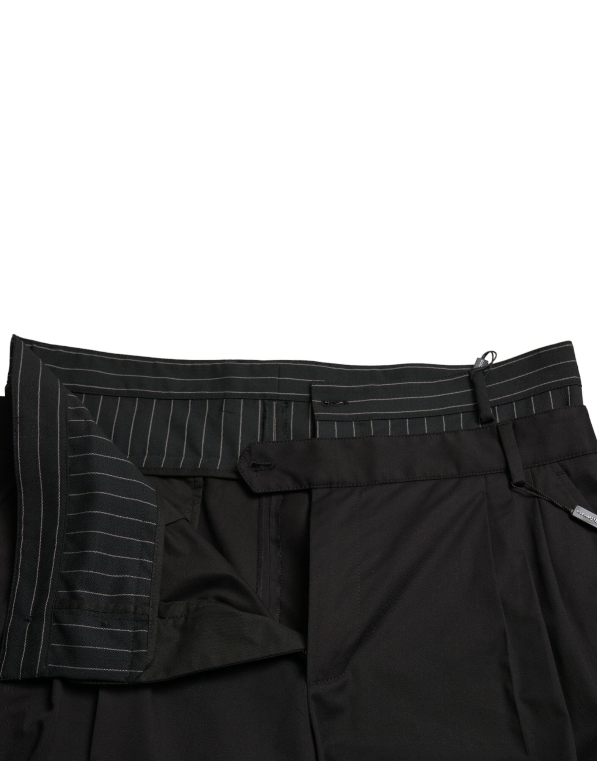 Black cotton stretch cargo Bermuda shorts by Dolce & Gabbana, casual men's shorts with multiple pockets and a relaxed fit.