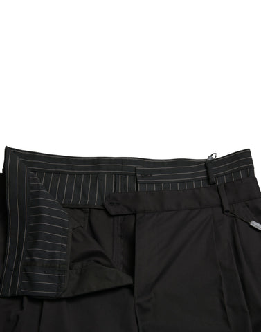 Black cotton stretch cargo Bermuda shorts by Dolce & Gabbana, casual men's shorts with multiple pockets and a relaxed fit.