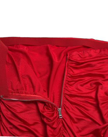 Red viscose high waist fitted pleated skirt by Dolce & Gabbana, showcasing its elegant design and crisp pleats.