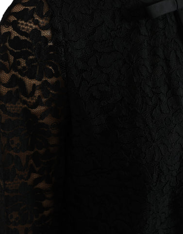Black STAFF blouse with floral lace nylon fabric by Dolce & Gabbana, featuring intricate lace details and a stylish, elegant design.