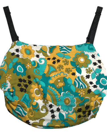 Multicolor floral sleeveless cropped top by Dolce & Gabbana, featuring vibrant floral patterns and a stylish sleeveless design.