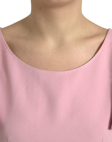 Pink Dolce & Gabbana short sleeve round neck blouse top, lightweight fabric with a relaxed fit and classic design.