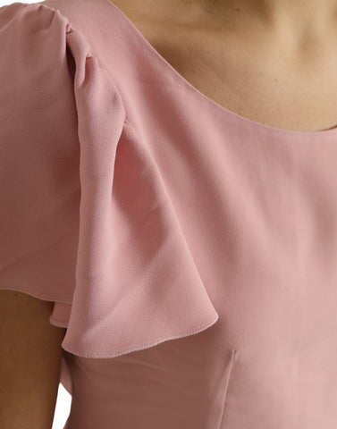 Pink Dolce & Gabbana short sleeve round neck blouse top, lightweight fabric with a relaxed fit and subtle detailing.