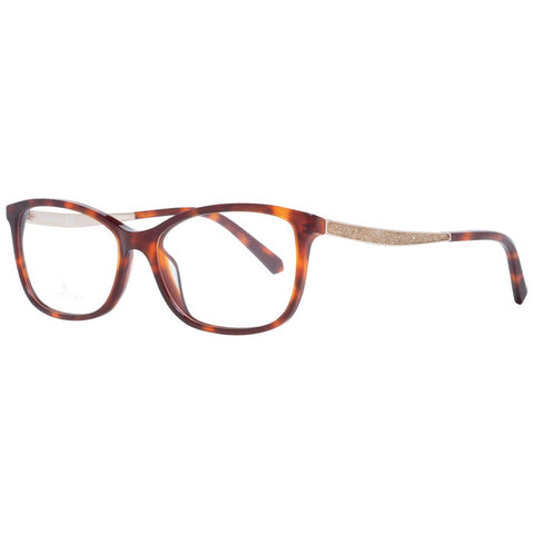 Brown Swarovski plastic glasses frames with sleek design and transparent lenses, showcasing modern eyewear style.
