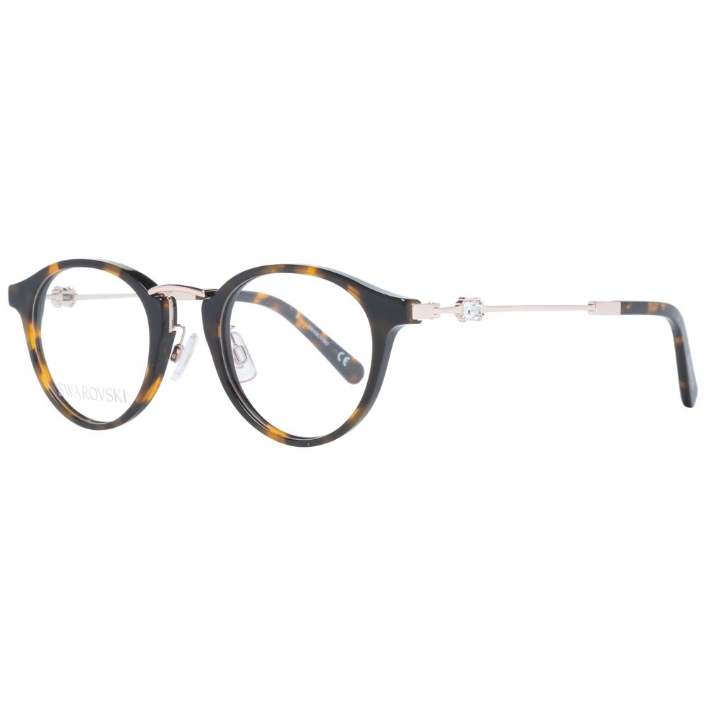 Brown plastic glasses frames by Swarovski with a sleek design and clear lenses, perfect for stylish eyewear.