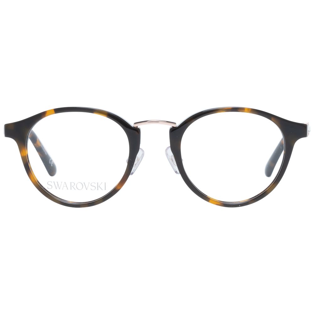 Brown plastic glasses frames by Swarovski with a sleek, modern design and clear lenses.