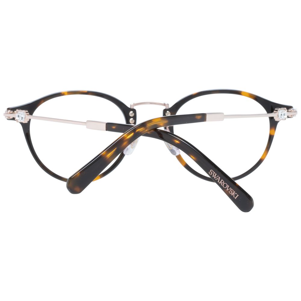 Brown plastic glasses frames by Swarovski with a sleek design and rounded shape, suitable for stylish eyewear.