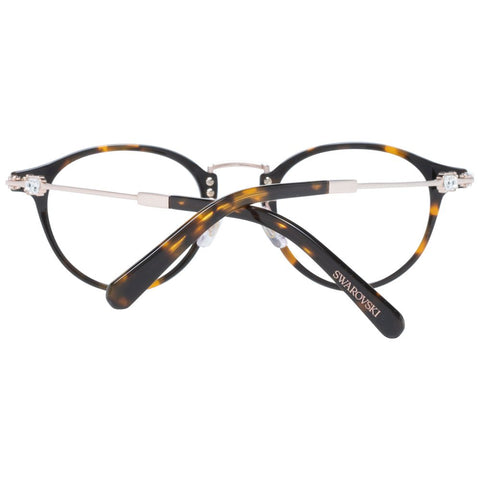 Brown plastic glasses frames by Swarovski with a sleek design and rounded shape, suitable for stylish eyewear.