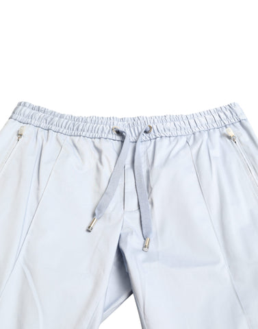 Light blue cotton stretch jogger pants by Dolce & Gabbana, featuring a relaxed fit and elastic waistband.