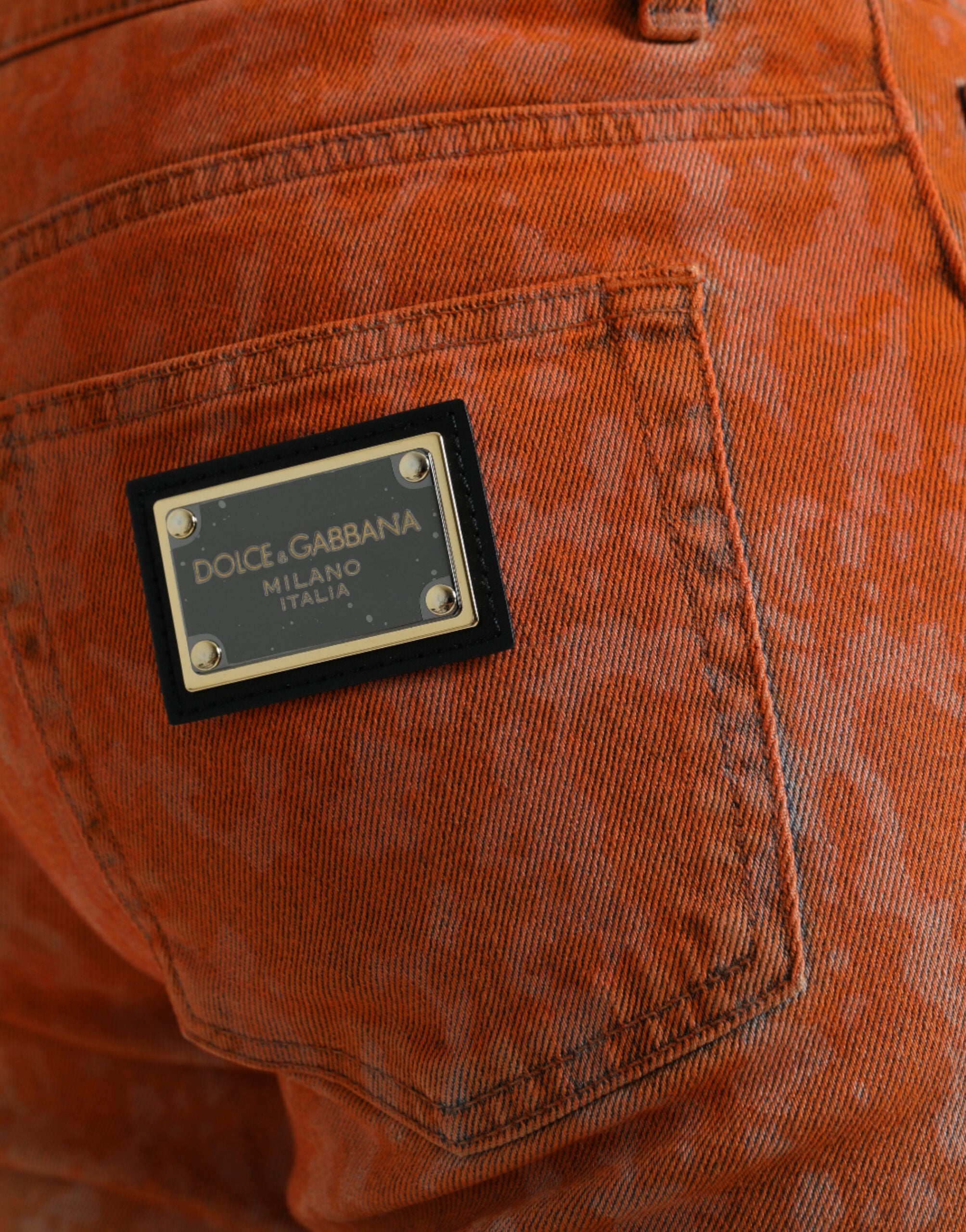 Multicolor ombre cotton slim fit denim jeans by Dolce & Gabbana, featuring a gradient design and classic five-pocket style.