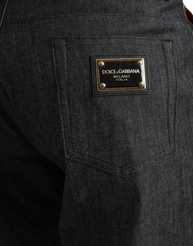 Multicolor tiger print cotton loose denim jeans by Dolce & Gabbana, featuring bold tiger pattern and relaxed fit.