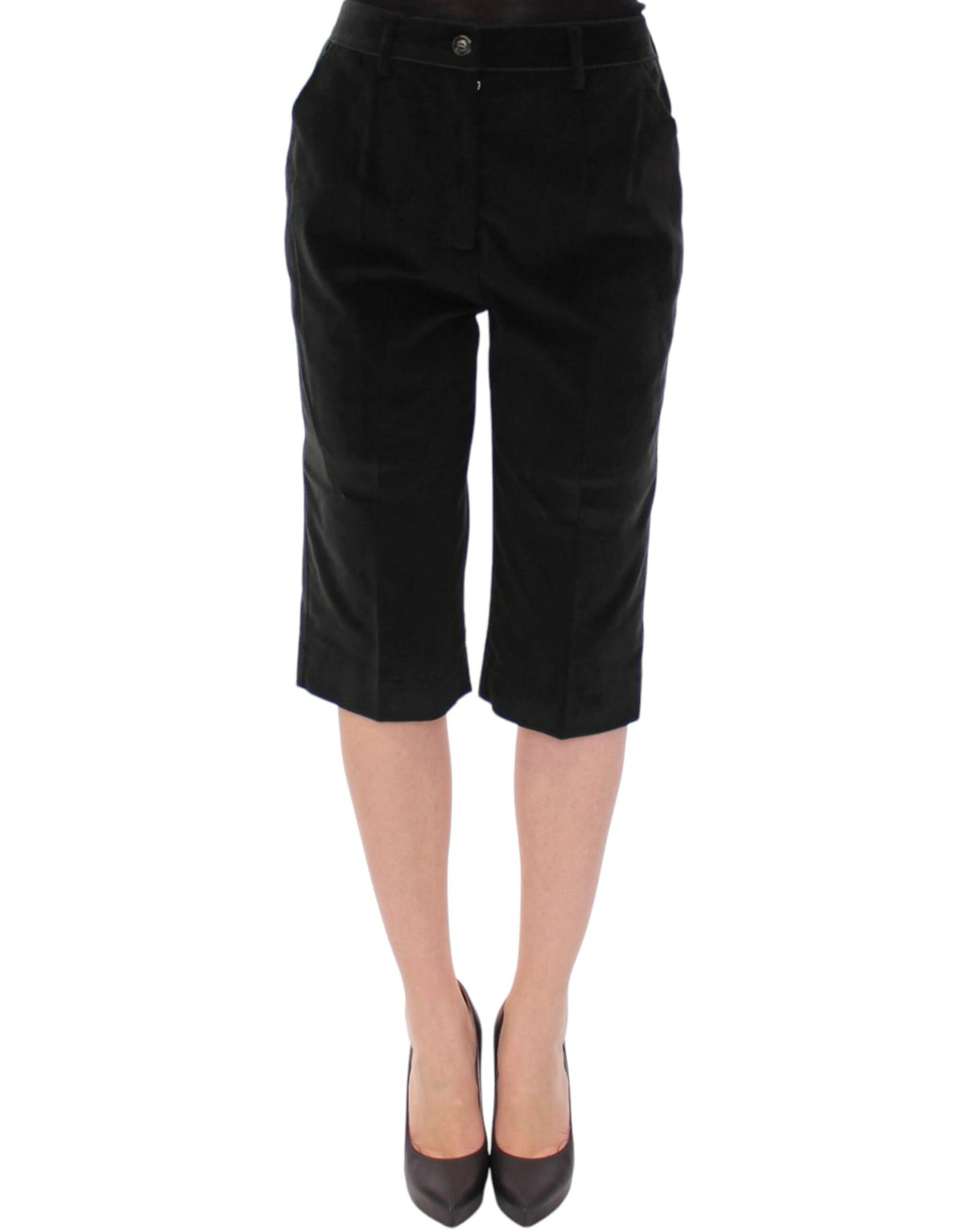 Dark green cotton shorts pants by Dolce & Gabbana, featuring a stylish fit and casual design, shown on a model.