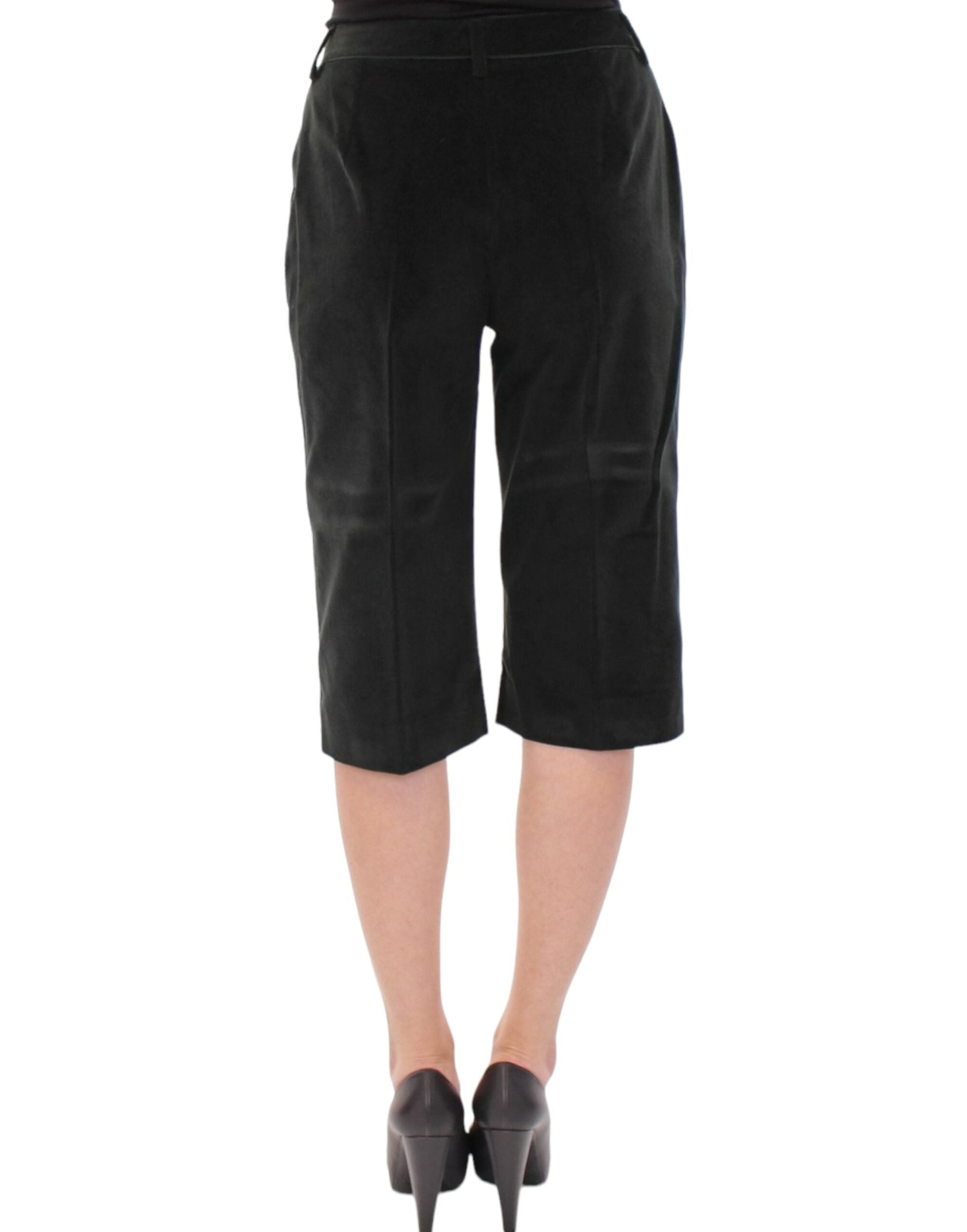 Dark green cotton shorts and pants by Dolce & Gabbana, featuring a stylish, casual design with belt loops and front pockets.
