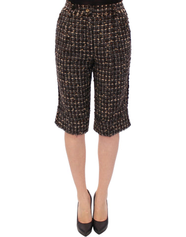 Multicolor wool shorts pants by Dolce & Gabbana featuring a vibrant, patterned design and tailored fit.