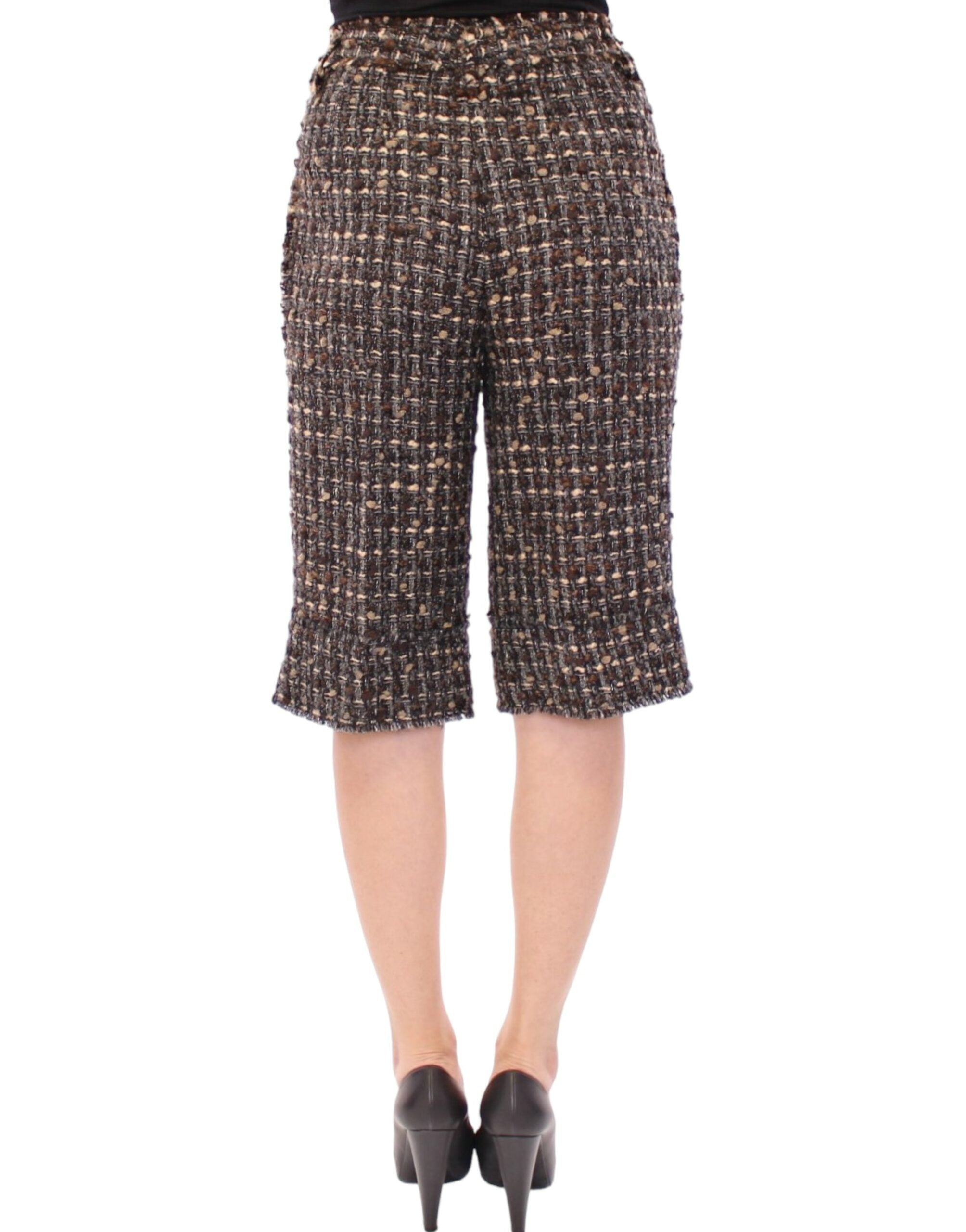 Multicolor wool shorts pants by Dolce & Gabbana featuring a vibrant, patterned design and tailored fit.