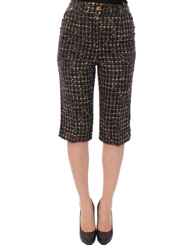 Multicolor wool shorts pants by Dolce & Gabbana featuring vibrant woven fabric and tailored fit.