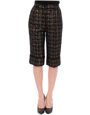 Black fabric shorts pants by Dolce & Gabbana, stylish men's casualwear with a comfortable fit and modern design.